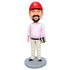 Custom Happy Male Teacher Bobbleheads In Pink Shirt Holding A Book