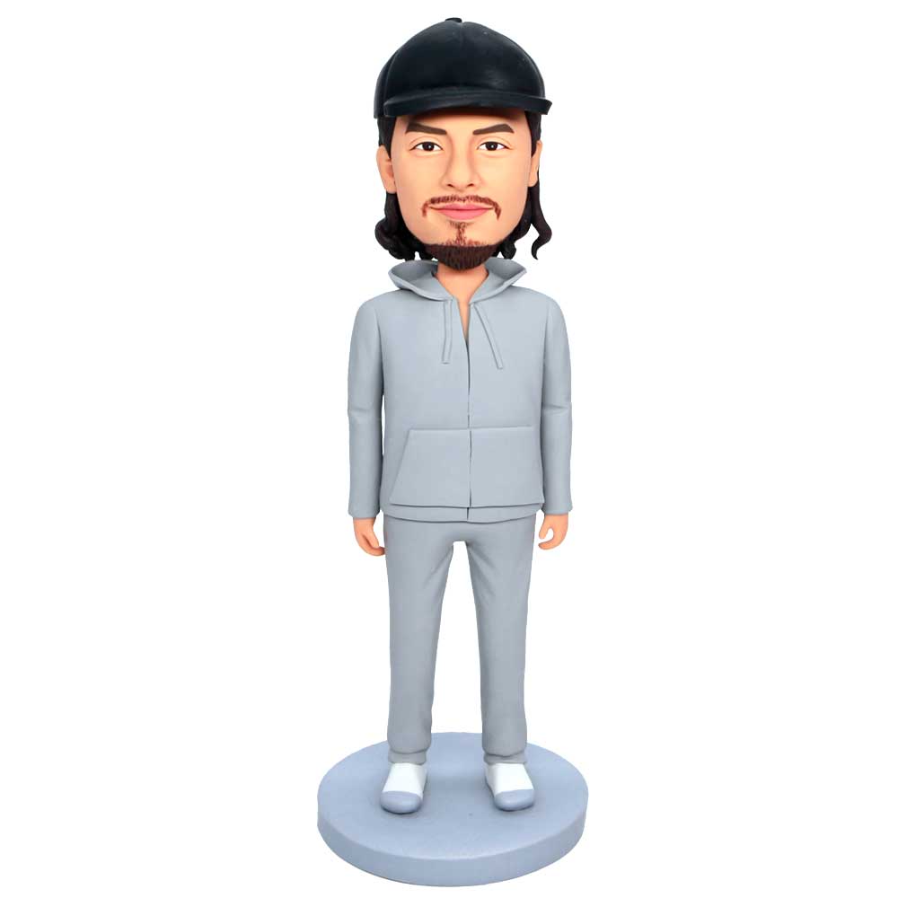 Custom Male Bobbleheads In Grey Sweater