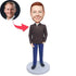 Custom Male Bobbleheads In Jacket And Hands In Pockets
