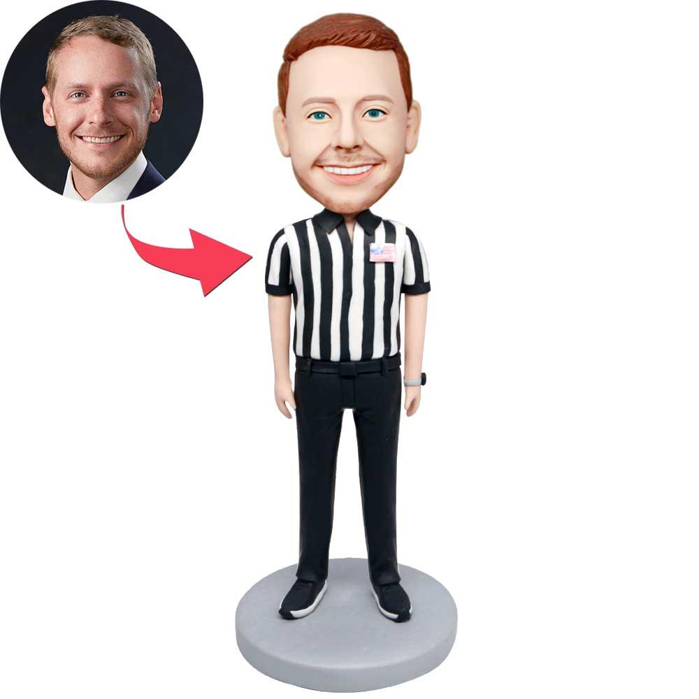 Custom Male Bobbleheads In Striped T-shirt And Black Pants