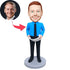 Custom Male Engineer Architect Bobbleheads With Blueprint