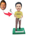 Custom Male Golfer Bobbleheads In Yellow T-shirt Holding Golf Club