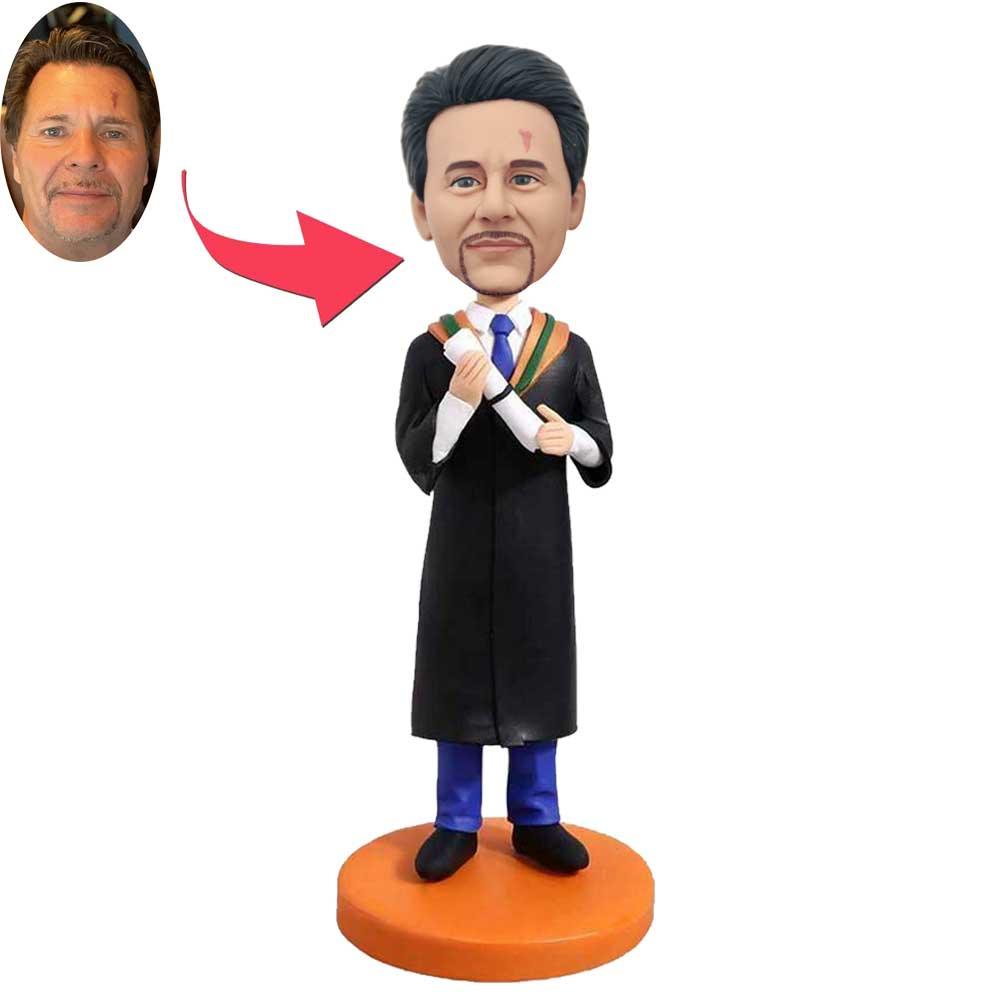 Custom Male Graduation Bobbleheads In Blue Pants