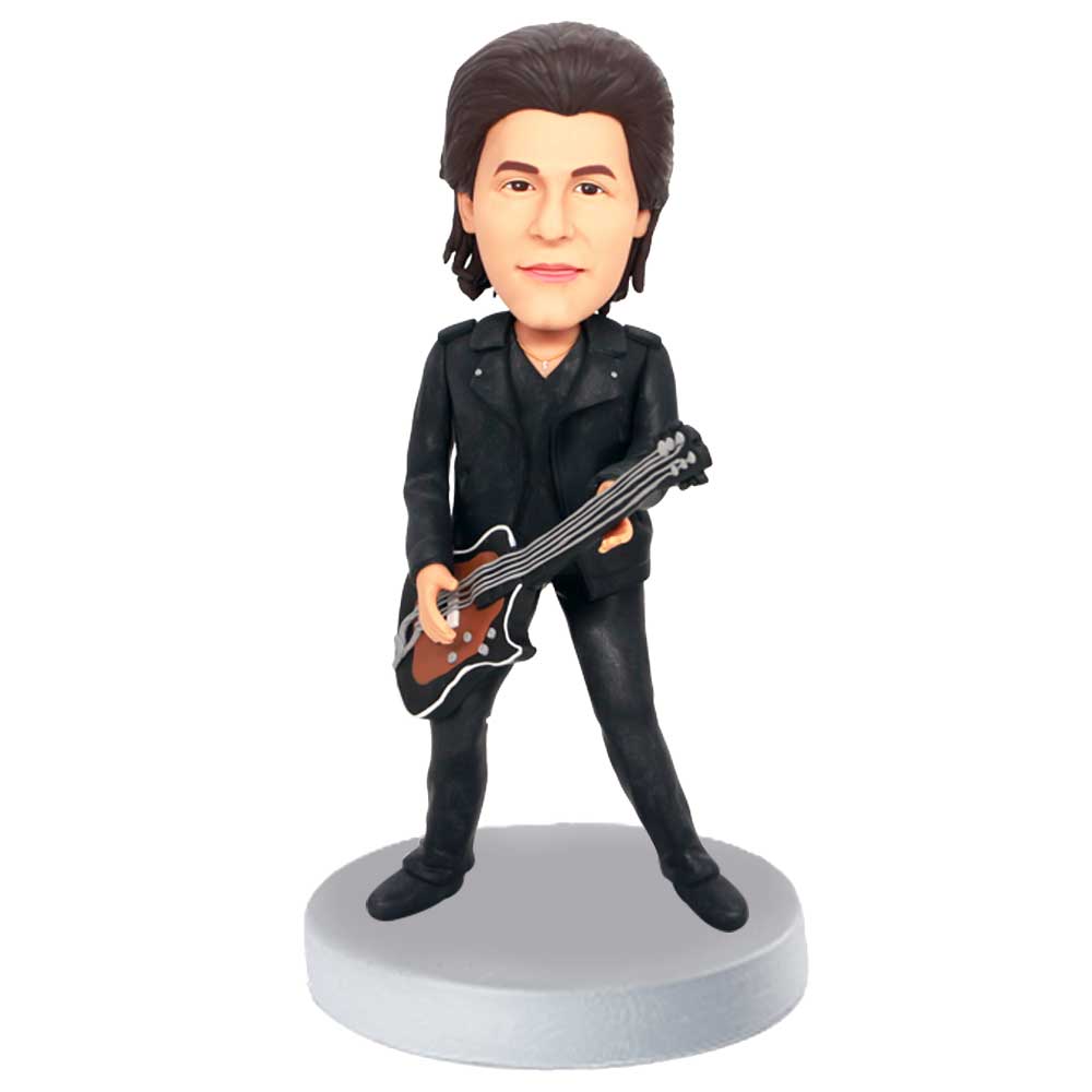 Custom Male Guitarist Bobbleheads Holding A Guitar