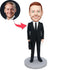 Custom Male Lawyer Bobbleheads In Black Suit Carrying A Briefcase