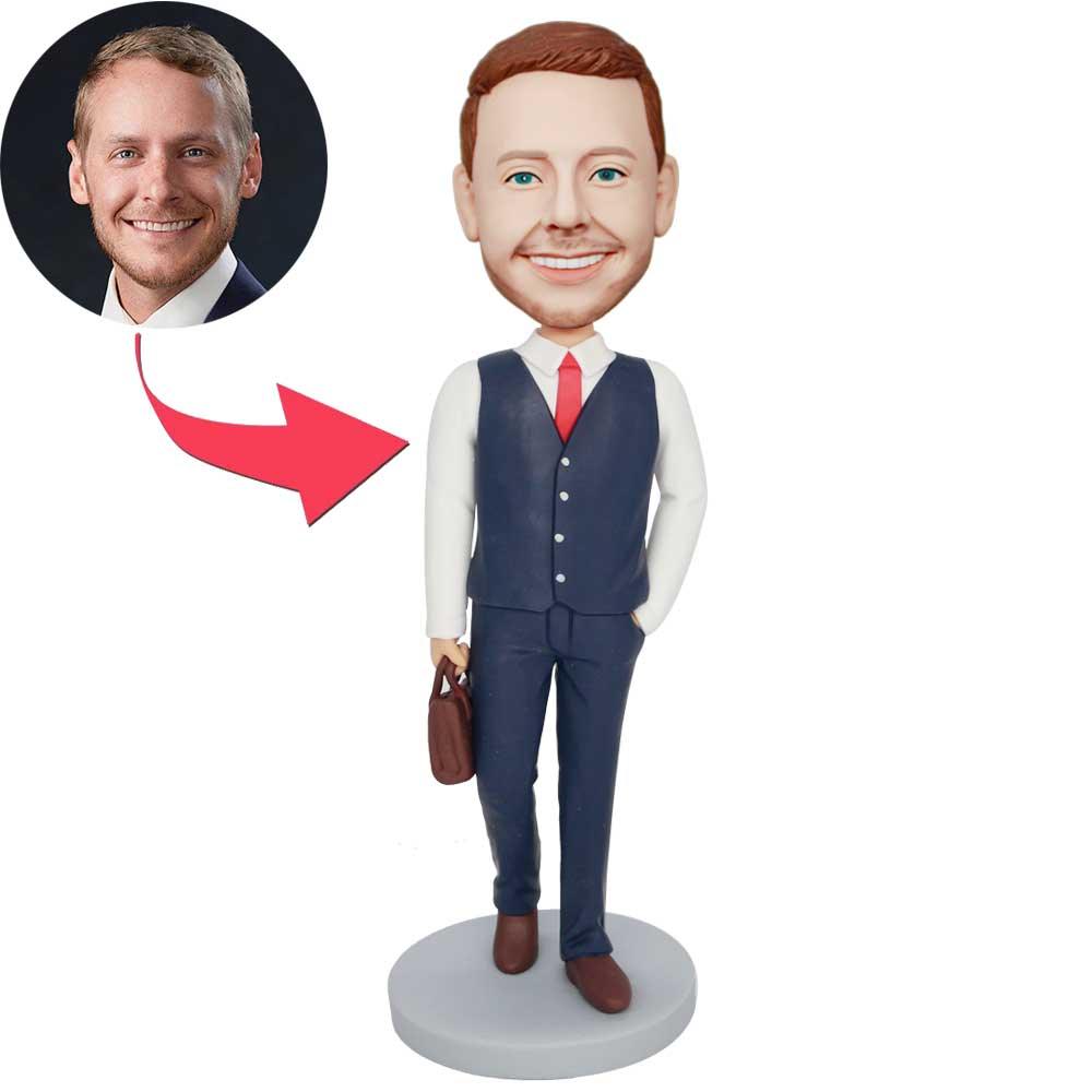 Custom Male Lawyer Bobbleheads With His Briefcase