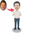 Custom Male Office Bobbleheads In White Shirt With Thumbs Up