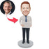 Custom Male Office Staff Bobbleheads Holding The Contract
