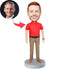 Custom Male Office Staff Bobbleheads In Red Polo Shirt