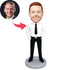 Custom Male Office Staff Bobbleheads In White Shirt And Black Tie