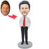 Custom Male Office Staff Bobbleheads In White Shirt And Hands In Pockets