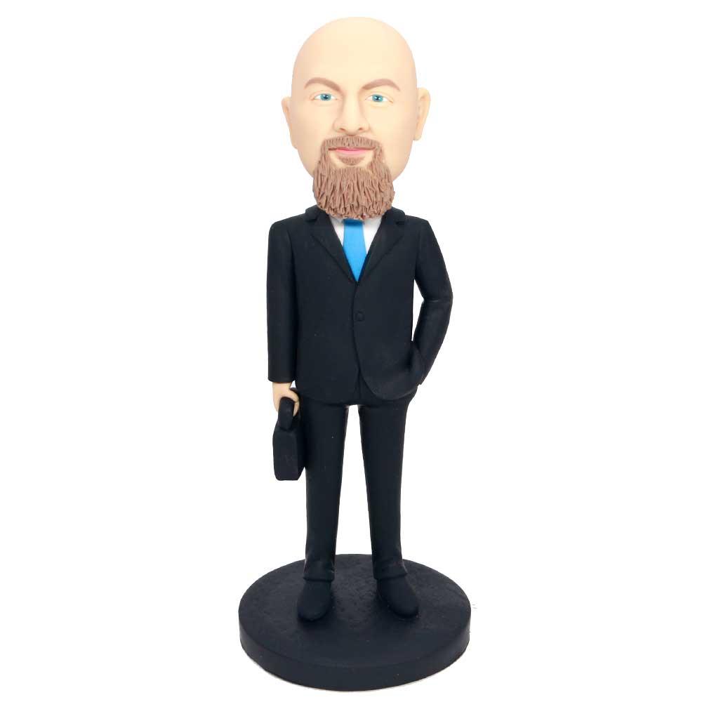 Custom Male Office Staff Boss With Briefcase Bobbleheads