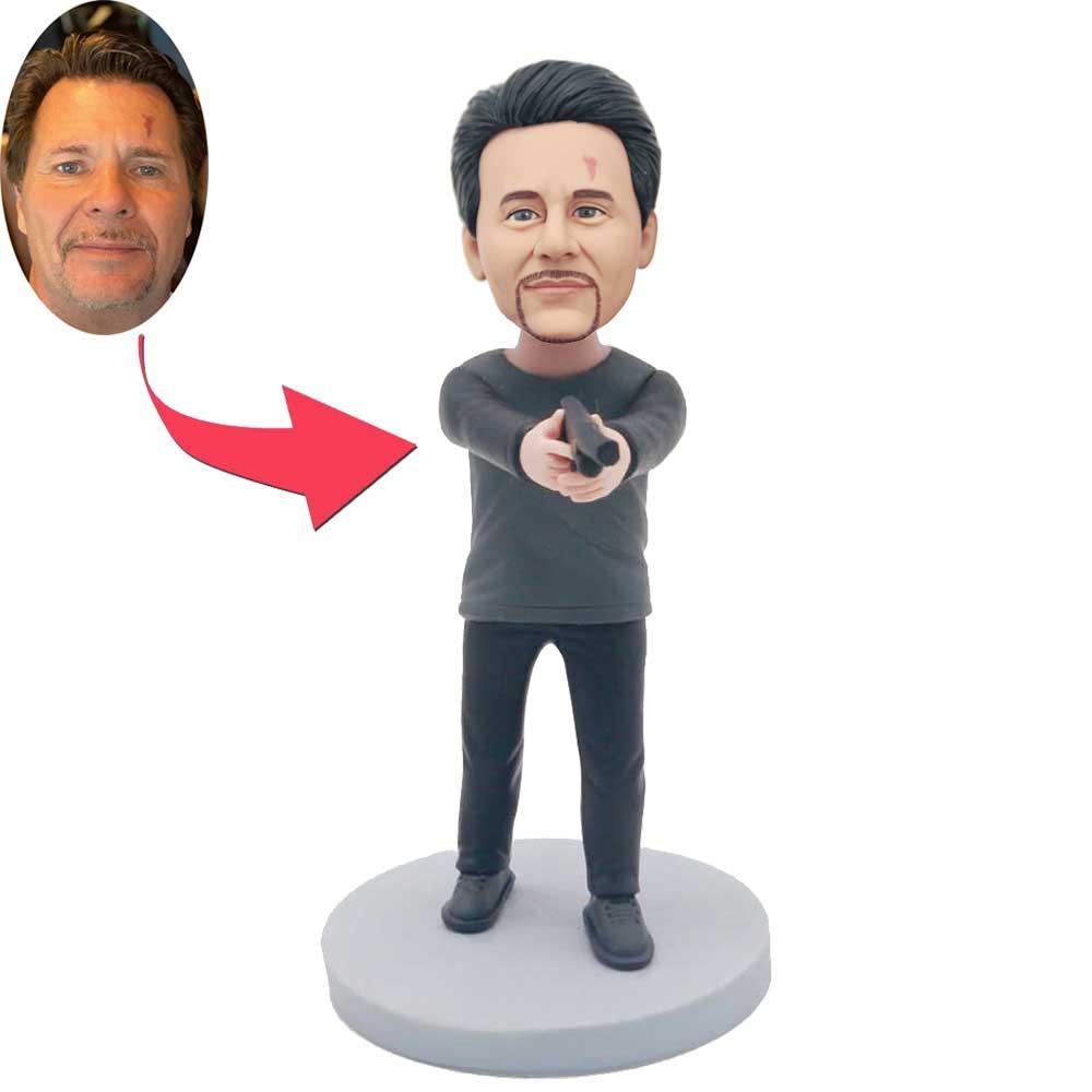 Custom Male Plainclothes Police Bobbleheads With Pistol