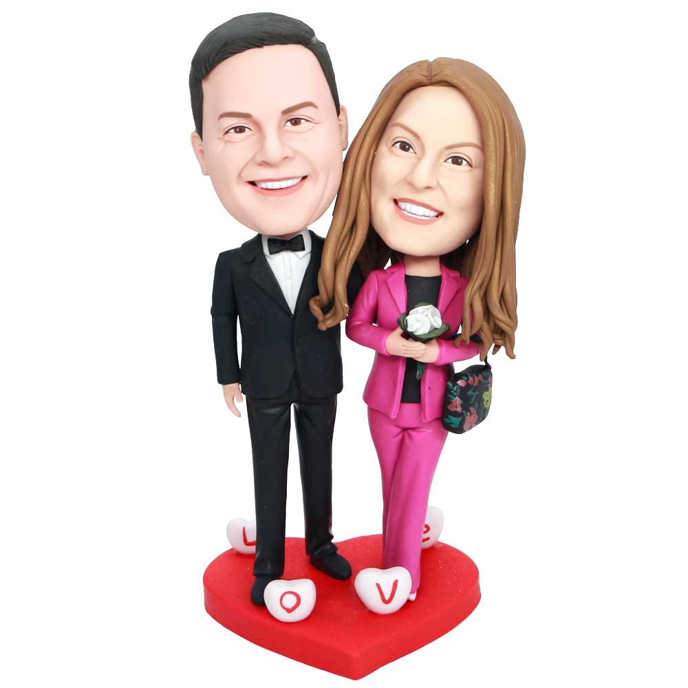 Custom Office Couple Bobbleheads In Business Attire