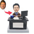 Custom Office Male Best Boss Bobbleheads Working At A Computer Desk