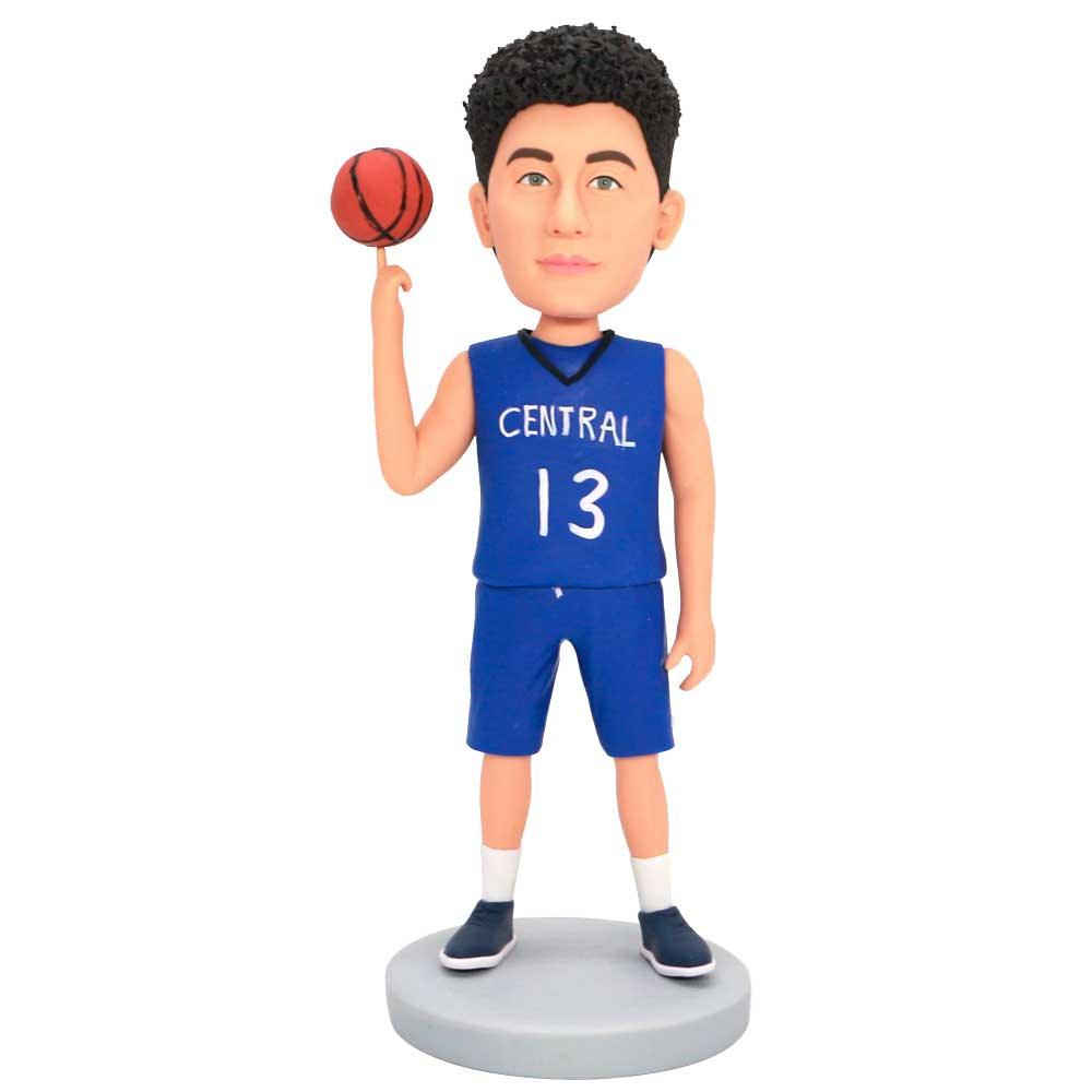 Custom Professional Male Basketball Player Bobbleheads Finger On Basketball