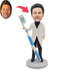 Custom Professional Male Dentist Bobbleheads Holding Toothbrush
