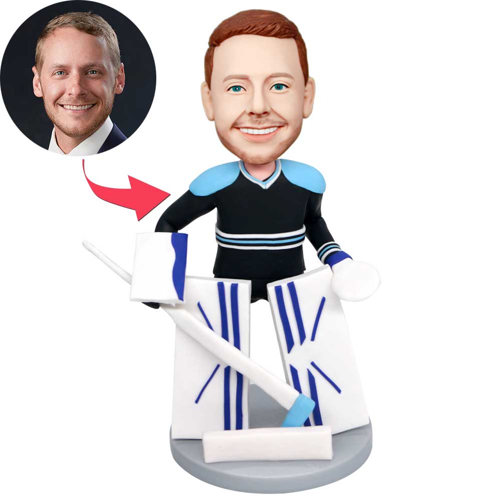 Custom Professional Male Hockey Goalie Bobbleheads In Sportswear