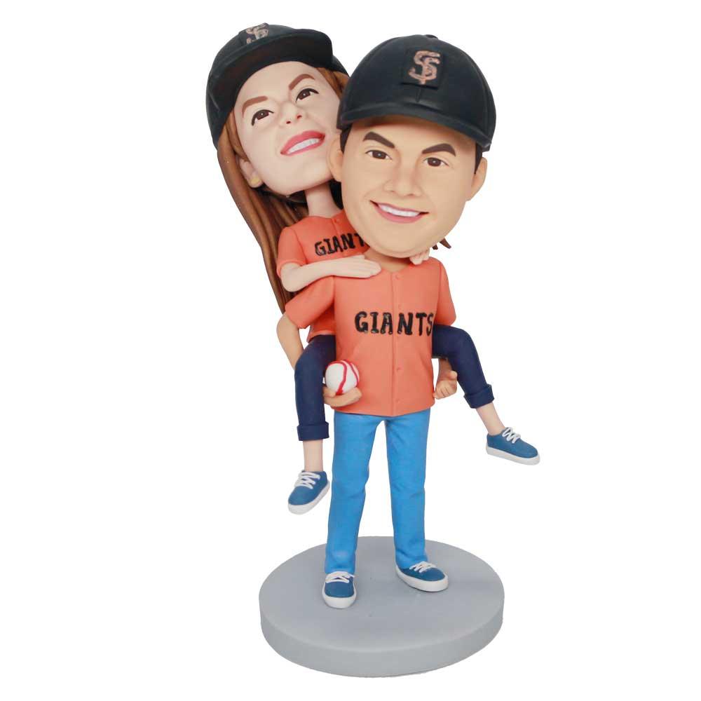 Custom San Francisco Giants Baseball Couple Bobbleheads Boyfriend Carrying Girlfriend