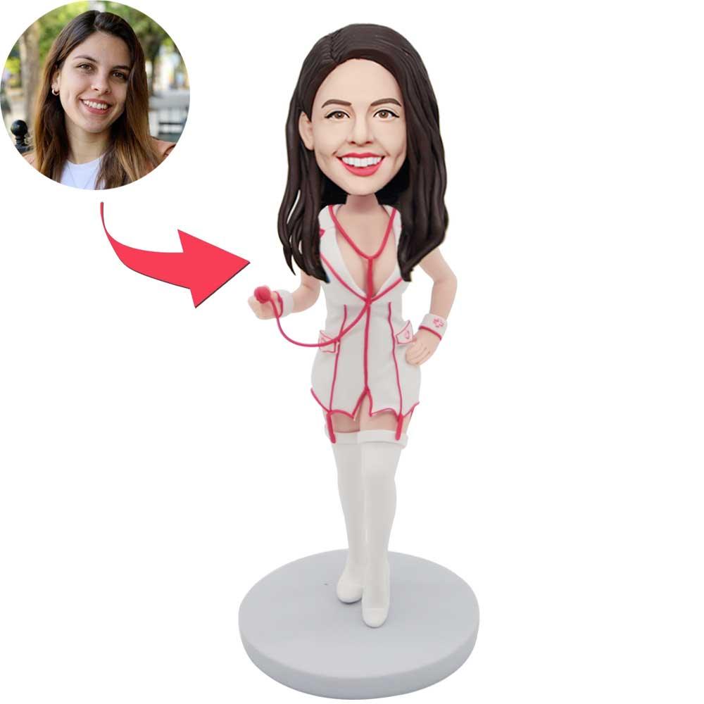 Custom Sexy Female Bobbleheads In White Skirt