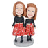 Custom Sisters Bobbleheads In Pretty Little Skirt