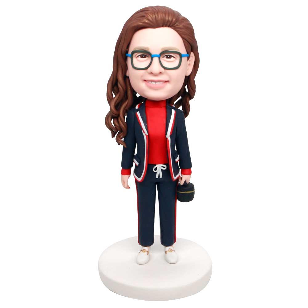 Custom Stylish Female Bobbleheads In Suit