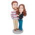 Custom Sweet Couple Bobbleheads Hug Together