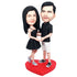 Custom Sweet Couple Bobbleheads In Black Couple Outfit