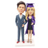 Custom Sweet Graduation Couple Bobbleheads In Suit And Purple Gown