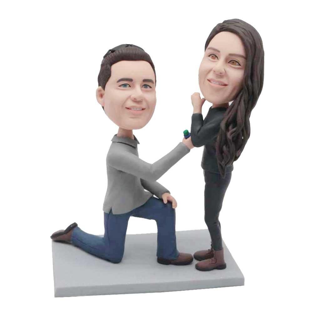 Custom Sweet Proposal Couple Bobbleheads