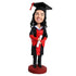 Custom Unique Female Gratuation Bobbleheads In Black And Red Gown