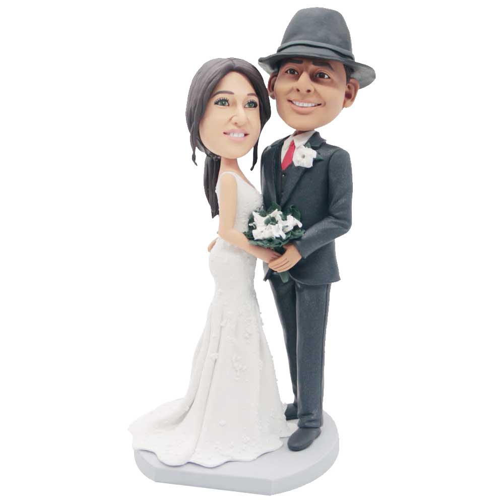 Custom Wedding Bobbleheads In Floor Mopping Dress And Suit