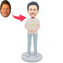 Father's Day Gifts Custom Male Bobbleheads In White T-shirt