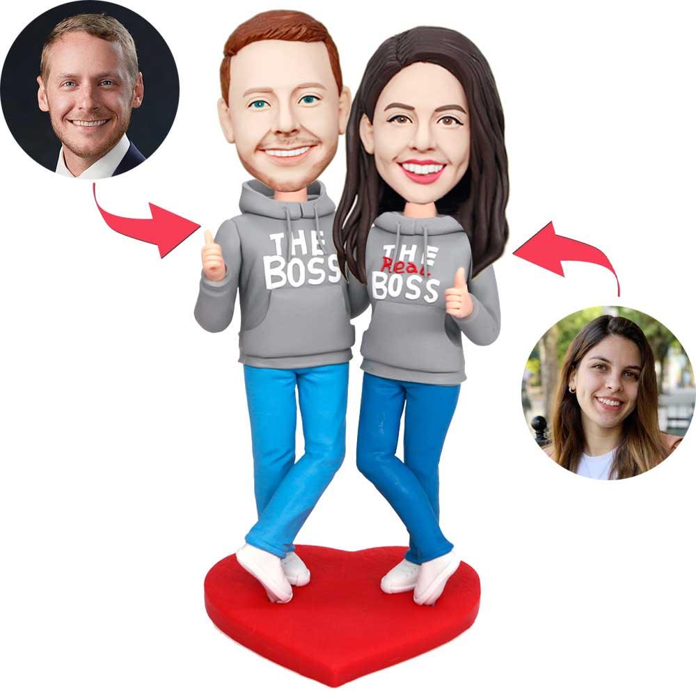Valentine's Day Gifts Custom Couple In Couple Bobbleheads Outfit Thumbs Up